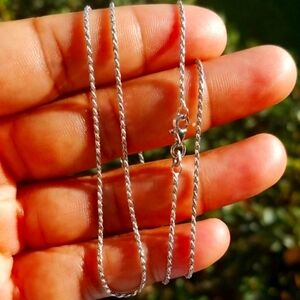 Men's women's sterling silver rhodium rope chain 1.8mm "16